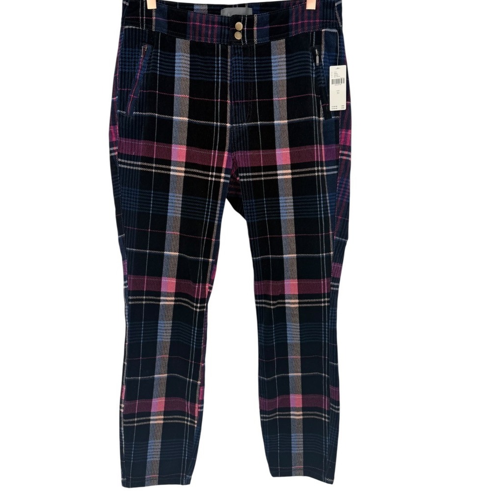 NWT Anthropologie Women's Alicia Plaid Moto Corduroy Slim Pants Size 31 Preppy‎ - Picture 4 of 10